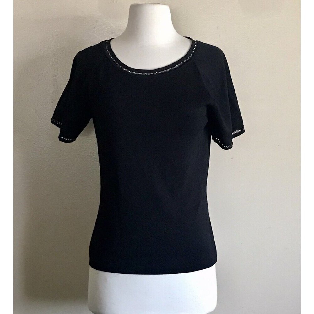 Vintage Pierri New York Black Embellished Top Size‎ XL